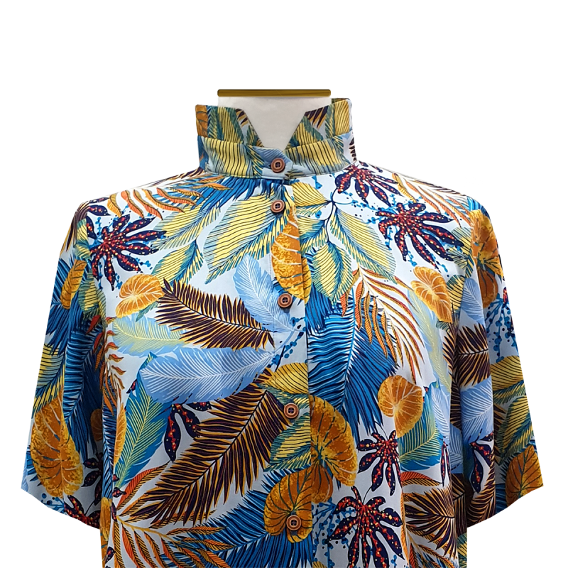 Camisa capa viscosa azul claro tropical