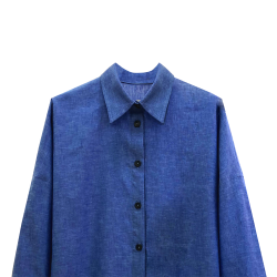 Camisa larga lino azul