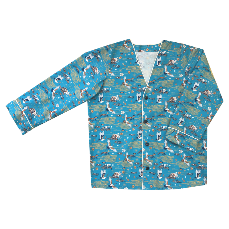 Blusa kimono tsuru azul