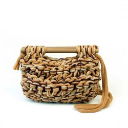 Bolso trenzado Lume camel & burgundy