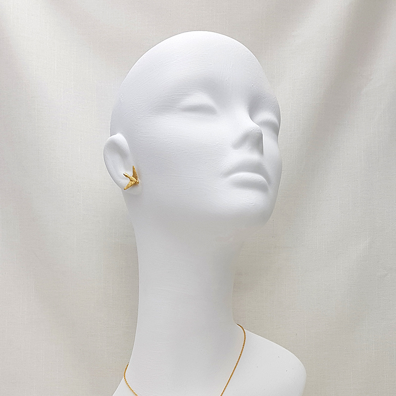 Pendientes golondrinas plata bañada en oro - Image 2