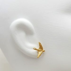 Pendientes golondrinas plata bañada en oro