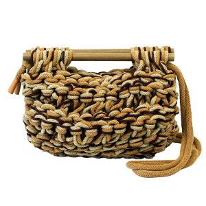 Bolso trenzado Lume camel & burgundy