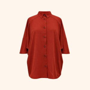 Camisa Pliegues Teja, vista frontal
