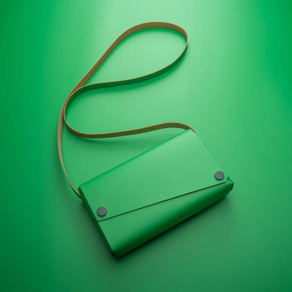 Bolso Lemur S BAG Lush Green de cuero reciclado verde con correa ajustable